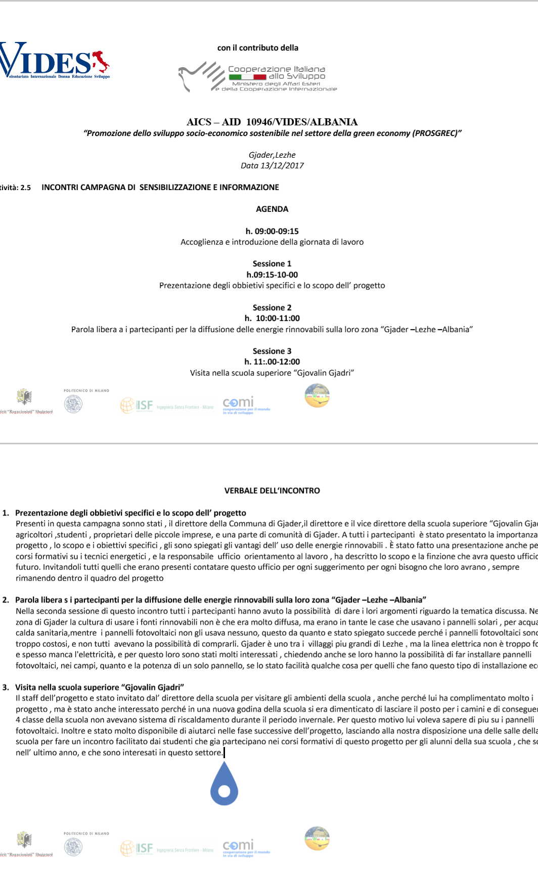 Campagna sensibilizzazione a Gjader